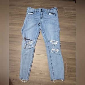 American Eagle Distressed Next Level Stretch High Rise Jegging 14R